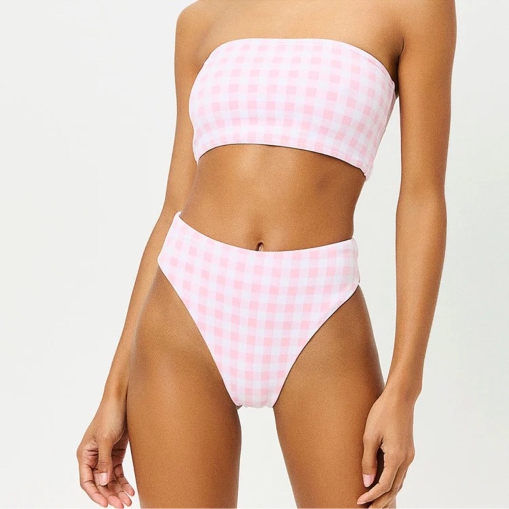 Frankie's Bikinis Jenna Bandeau Check Bikini SET NWT